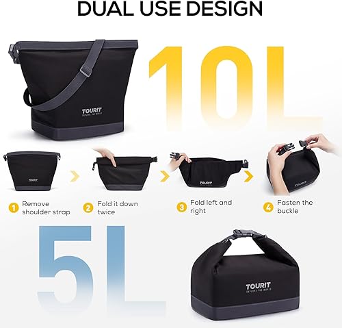 Miniatura 4 de TOURIT Bolsa de almuerzo con hebilla, duradera, plegable, plegable, bolsa de almuerzo aislada para mujeres y hombres, para el trabajo, almuerzos al