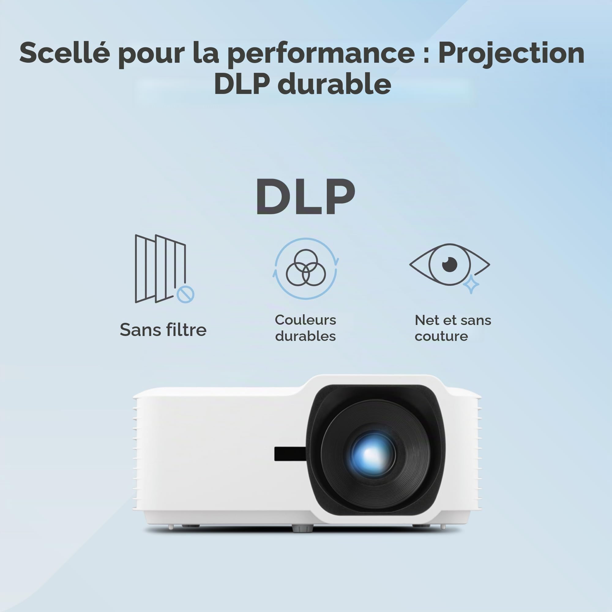 ViewSonic T400W Vidéoprojecteur Laser, 4000 Lumens ANSI, WXGA 1280x800, Contraste 3 000 000:1, Durée de Vie 30 000 h, HDMI x2, Correction trapèze H/V, Haut-Parleur 3W