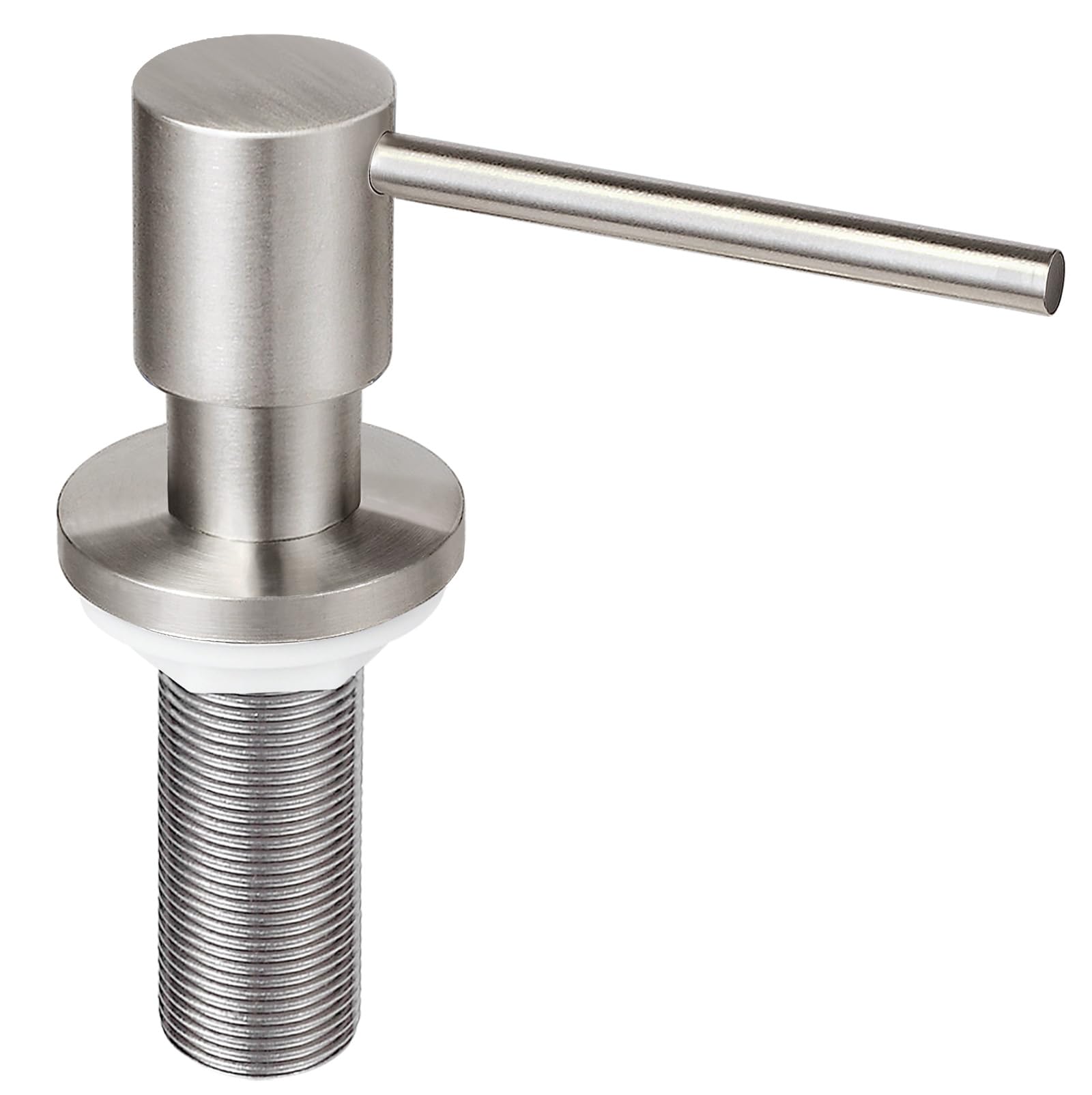 All Brass Soap Dispenser for Kitchen Sink Countertop Sink Soap Dispenser 17 OZ Bottle Built in Refill from The Top with Long Spout (Brushed Nickel)