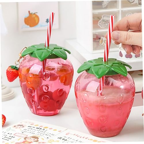 Miniatura 4 de Cabilock Taza de fresa para beber agua, tazas de jugo de plástico, tazas de verano, taza hawaiana para fiesta, tazas kawaii, botella de agua de