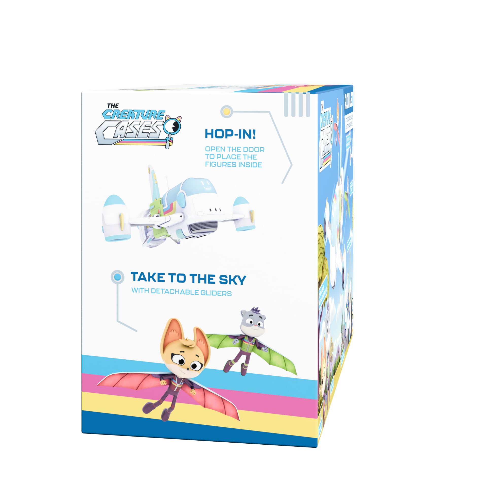 BANDAI - Wilde Ermittlungen – R.O.N Jet Box – Flugzeug mit 2 exklusiven Figuren und abnehmbaren Segelflugzeugen – Interaktives Fahrzeug für Kinder der Creature Cases Serie – Spielzeug für Kinder ab 3