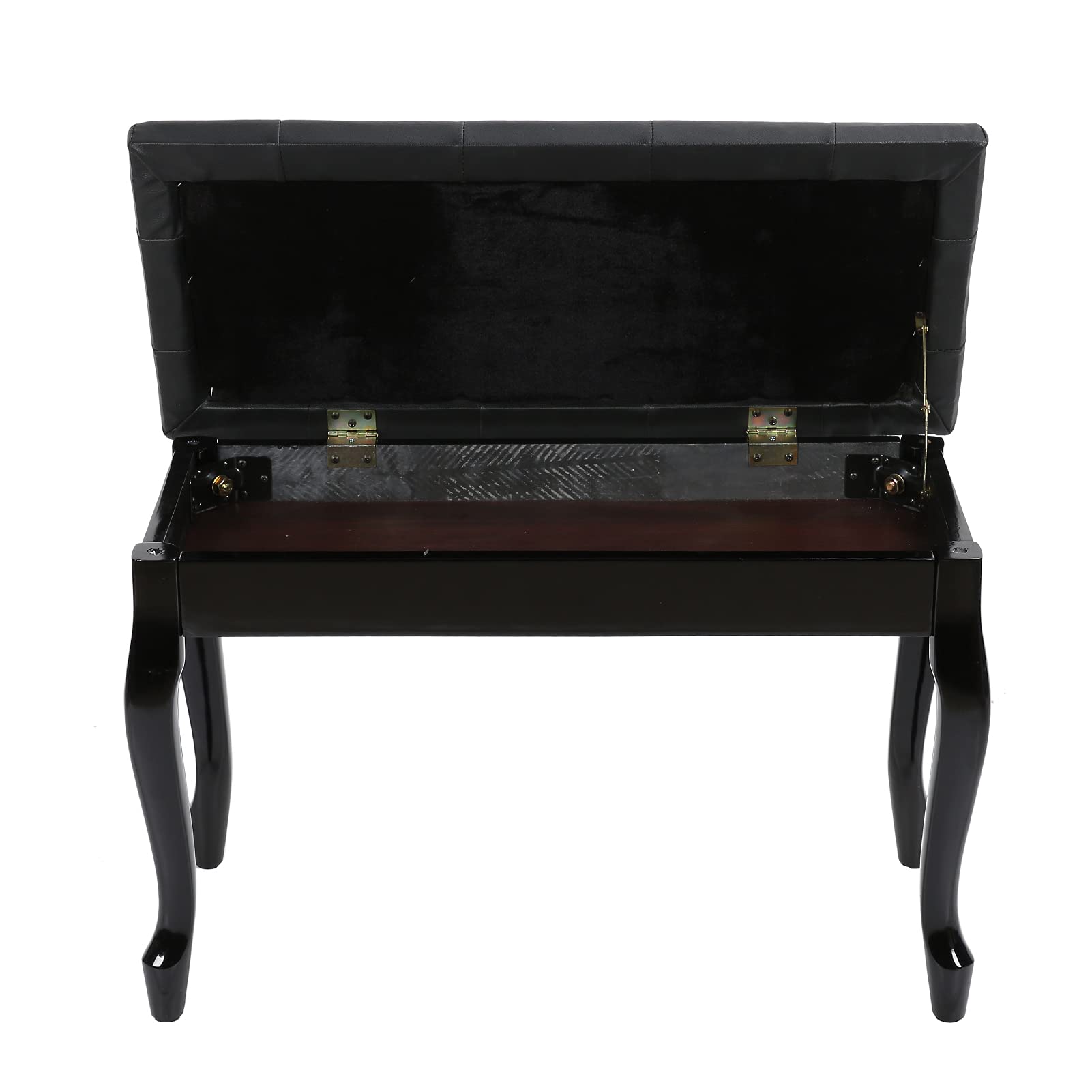 Qcwwy Stuhl Footstools Schachtel Stall Holzbein Große Aufbewahrungsbox Kissenbank mit Weichem PU -Leder für Komfortaufnahmebereich Konzert Piano Bank mit Aufbewahrungsklavierbank