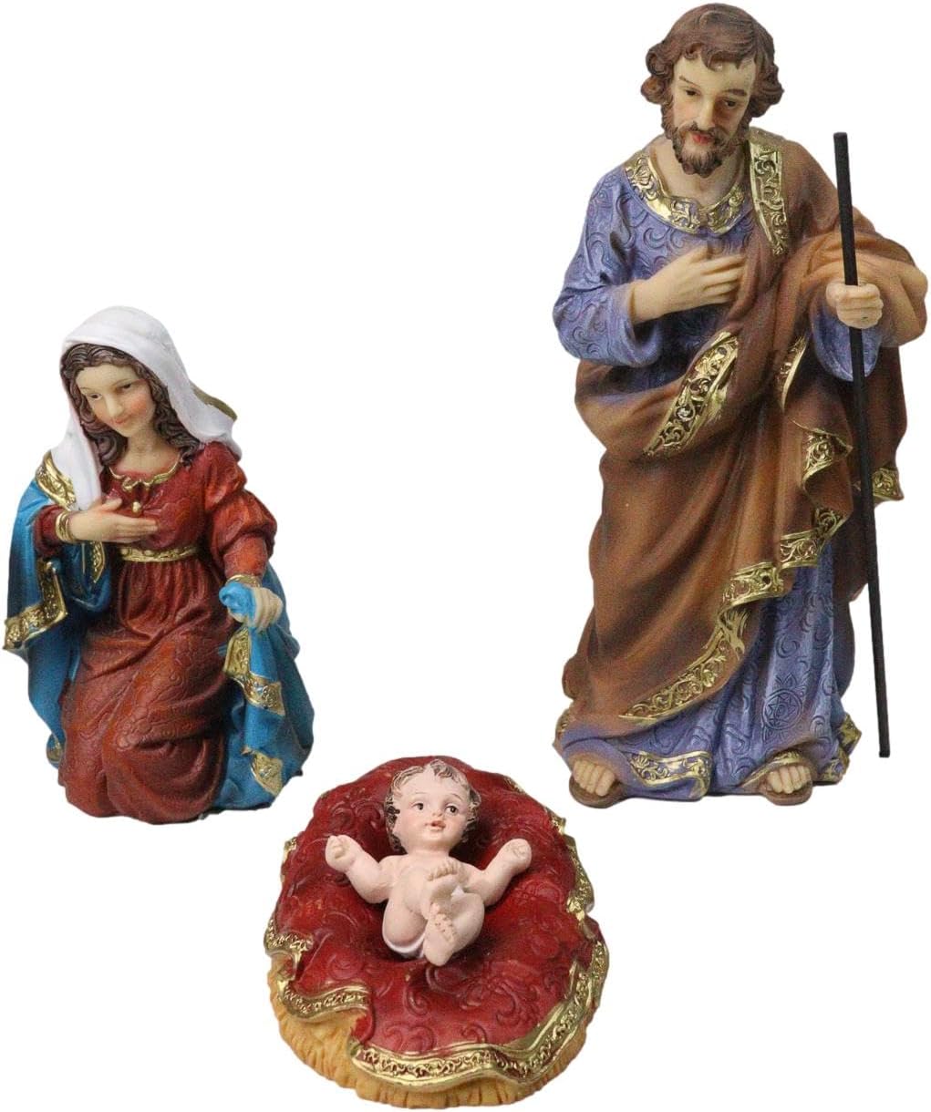 Ebros Gift Nativity Set Mother Mary Joseph Baby Jesus in Manger Three Wise Men Angel Shepherd and Animals Figurines 8" Series Catholic Christian Inspirational Christmas Decor 11 Piece Pack