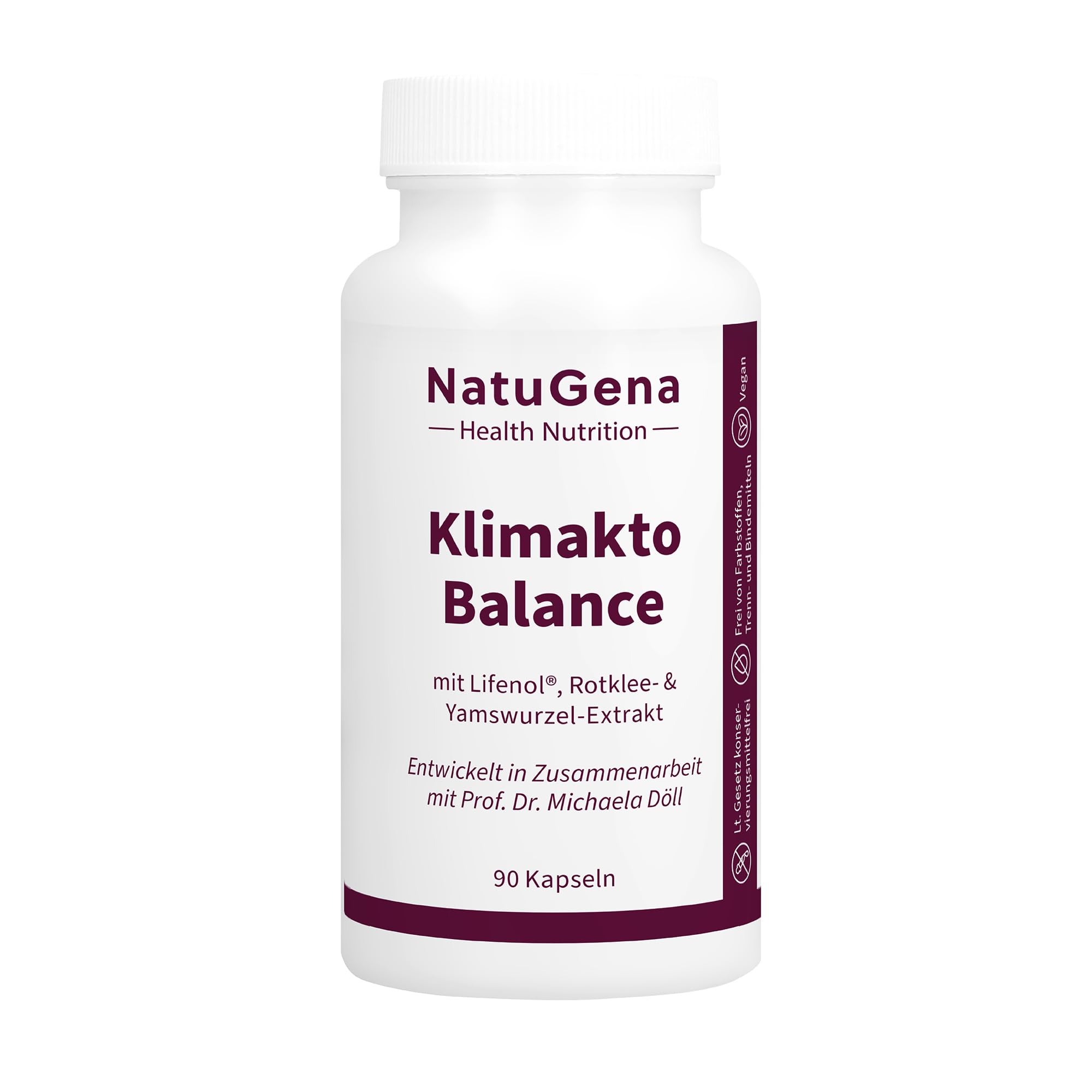 NautuGena KlimaktoBalance/Lifenol Hopfen-Extrakt (8-Prenylnaringenin)/ Rotklee- und Yamswurzel-Extrakt/Salbei und Leinsamen für die Frau / 90 Kapseln HPMC (1-Monats-Packung)