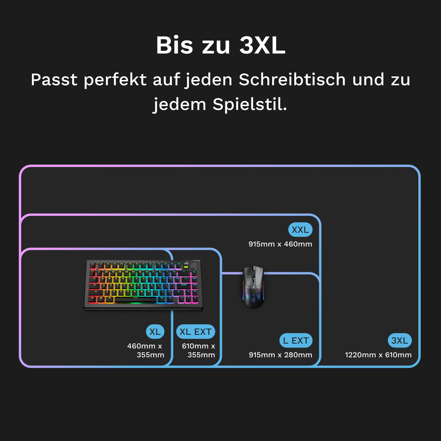 GLORIOUS GMP 2 GLED Stoff Gaming Mauspad (XXL) InfiniGlow RGB, 915x460mm | 2-Zonen-RGB-Beleuchtung, Nahtlose Verarbeitung, Mikrofaseroberfläche für Speed & Kontrolle, Rutschfeste Unterseite für PC