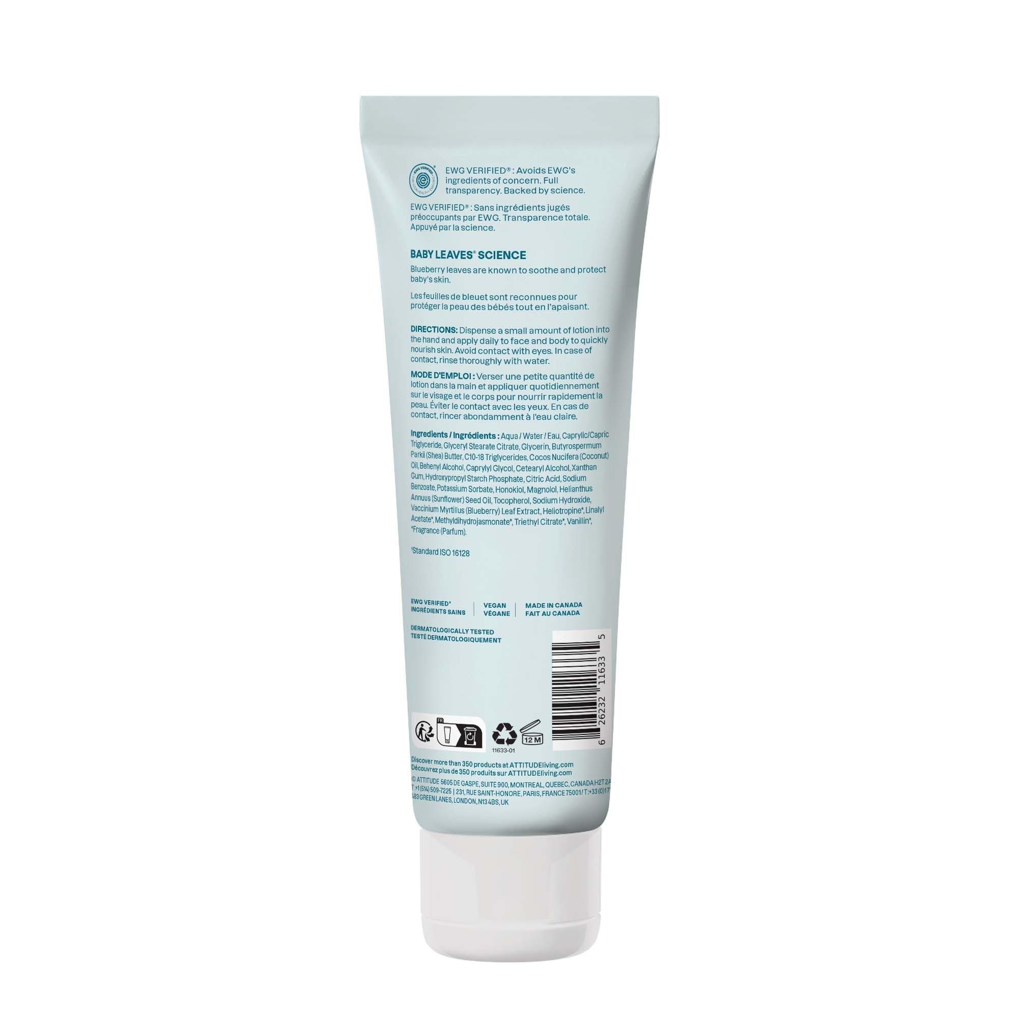 ATTITUDE Baby Lotion, EWG Verified Moisturizer, Dermatologically Tested Moisturizing Cream, Vegan and Cruelty-Free, Good Night Scent, 8 Fl Oz