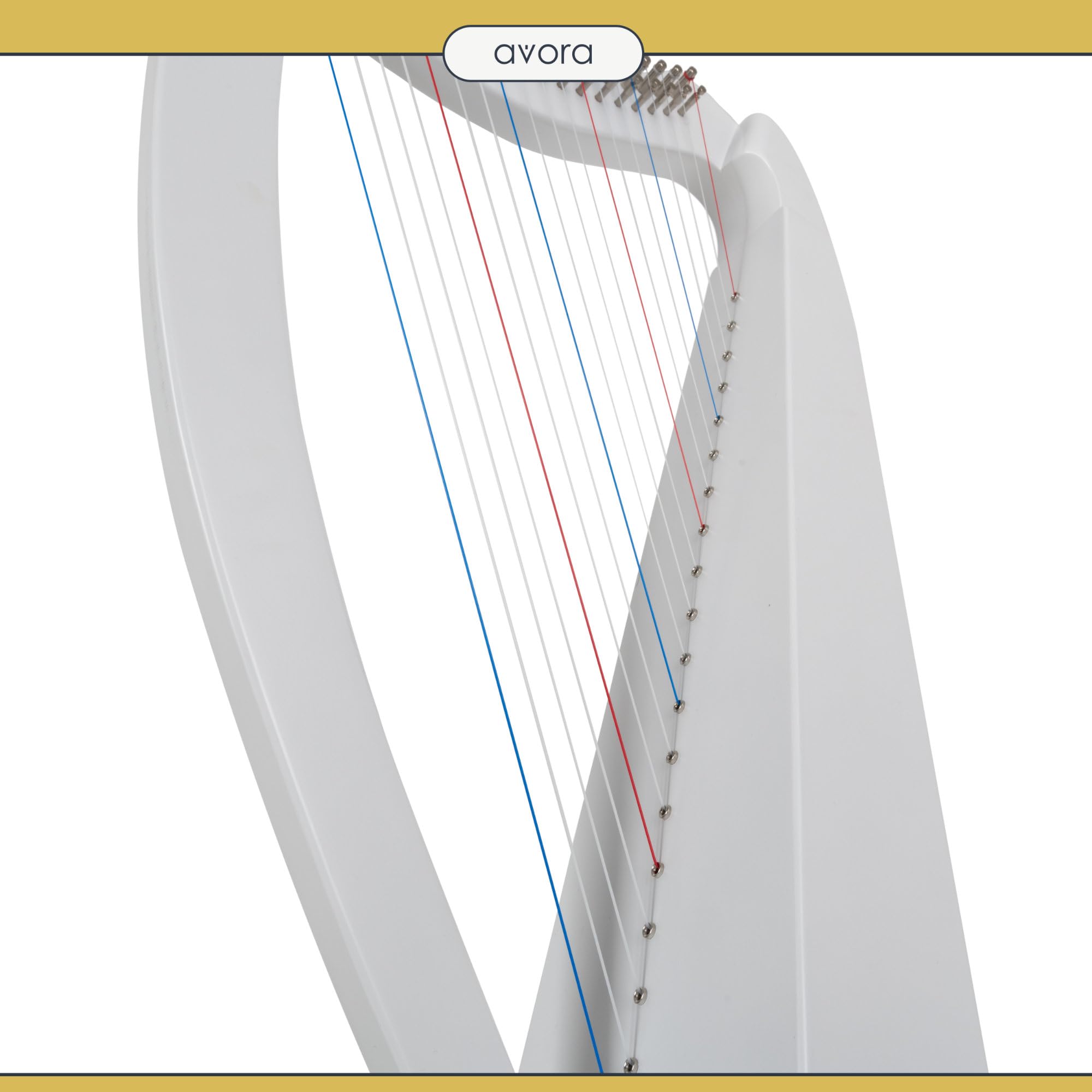 Avora Harpe Celtique 19 cordes blanche artisanale housse accordeur diatonique do majeur micro-accordeurs légère compacte