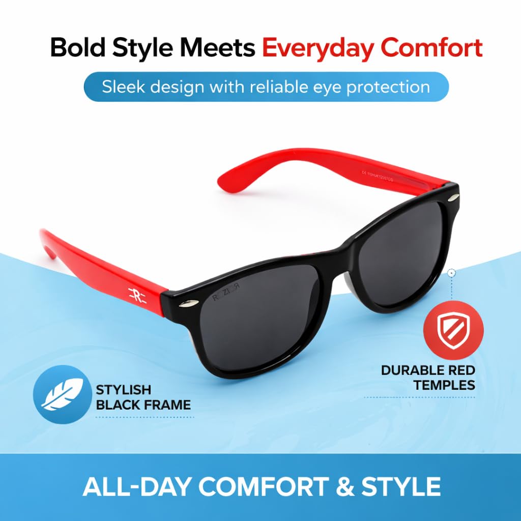 ROZIOR® Gafas de sol para niños y niñas con protección UV para niños de 4 a 12 años