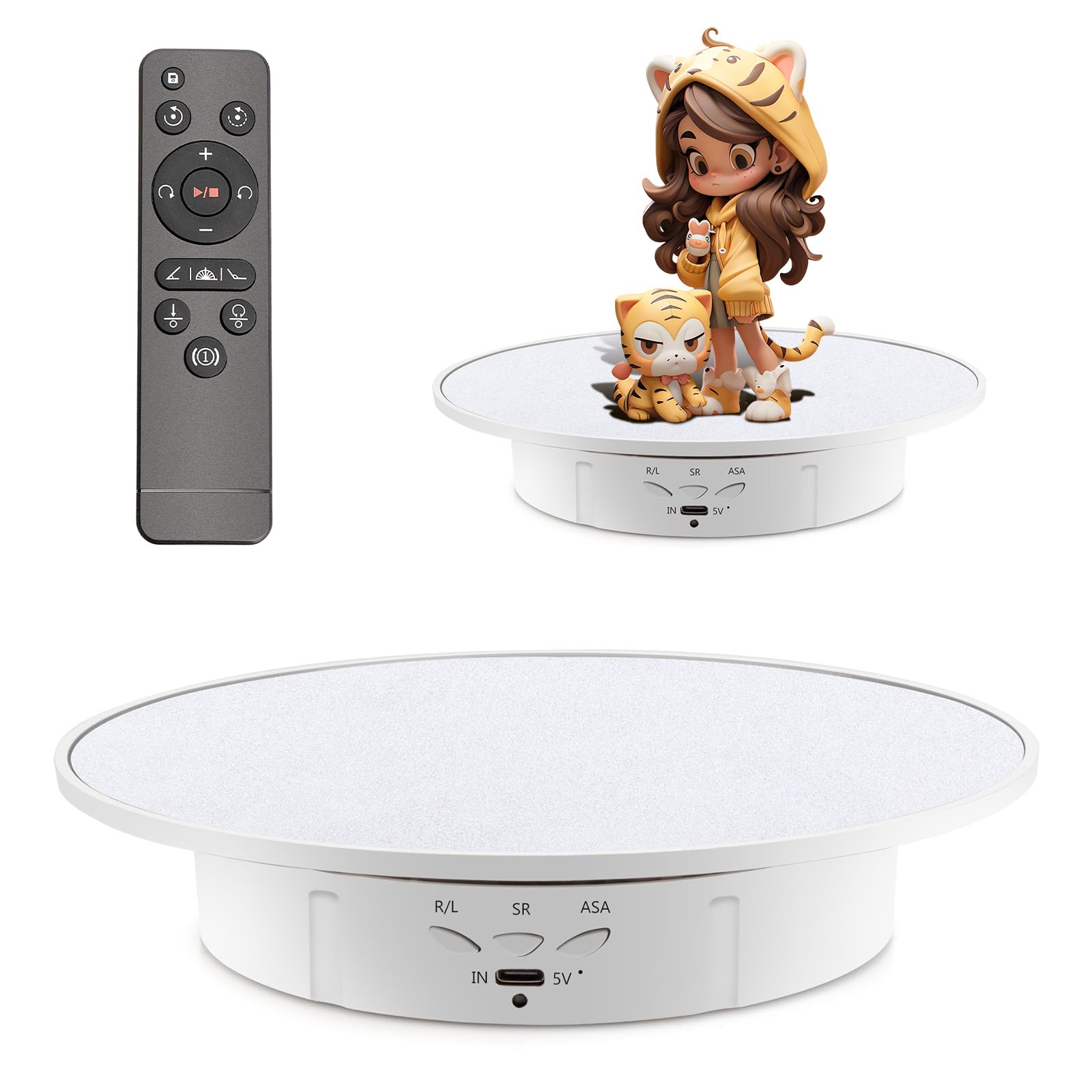 Leadleds Electric Rotation Display Stand, 360 Degree Motorised Photography Turntable for Jewelry, Collectible or Craft fairs Display, Load 5 kg, Diameter 20 cm, White