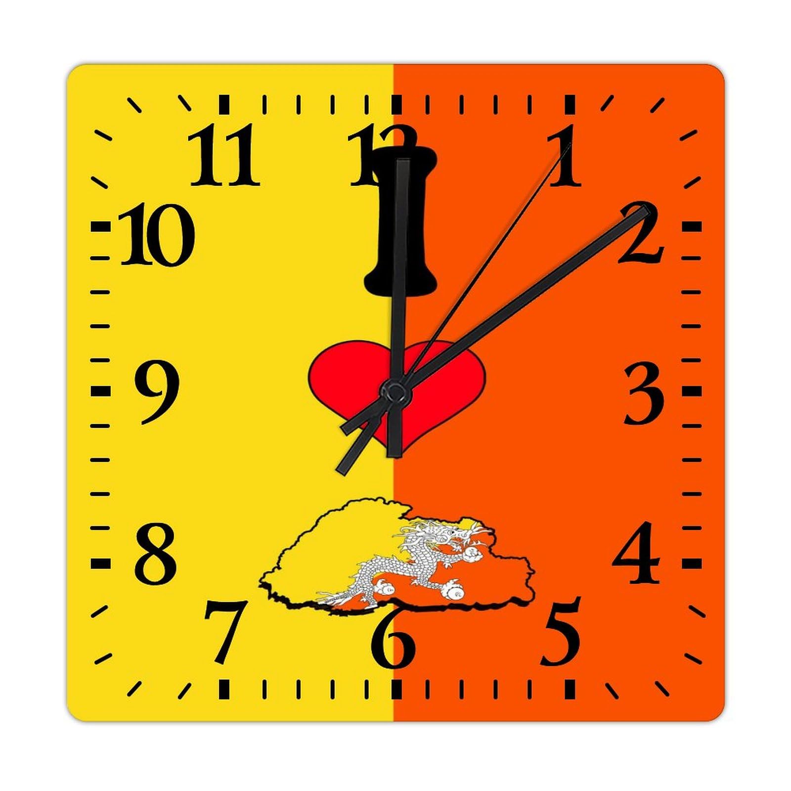 Horloge murale carrée en bois silencieuse pour bureau et salon