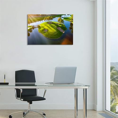 Vista 51 de chenchenArt Arte de pared de campo de golf de Estados Unidos, TPC, Sawgrass Golf Course, impresiones en lienzo, decoración de pared de golf para Rojo