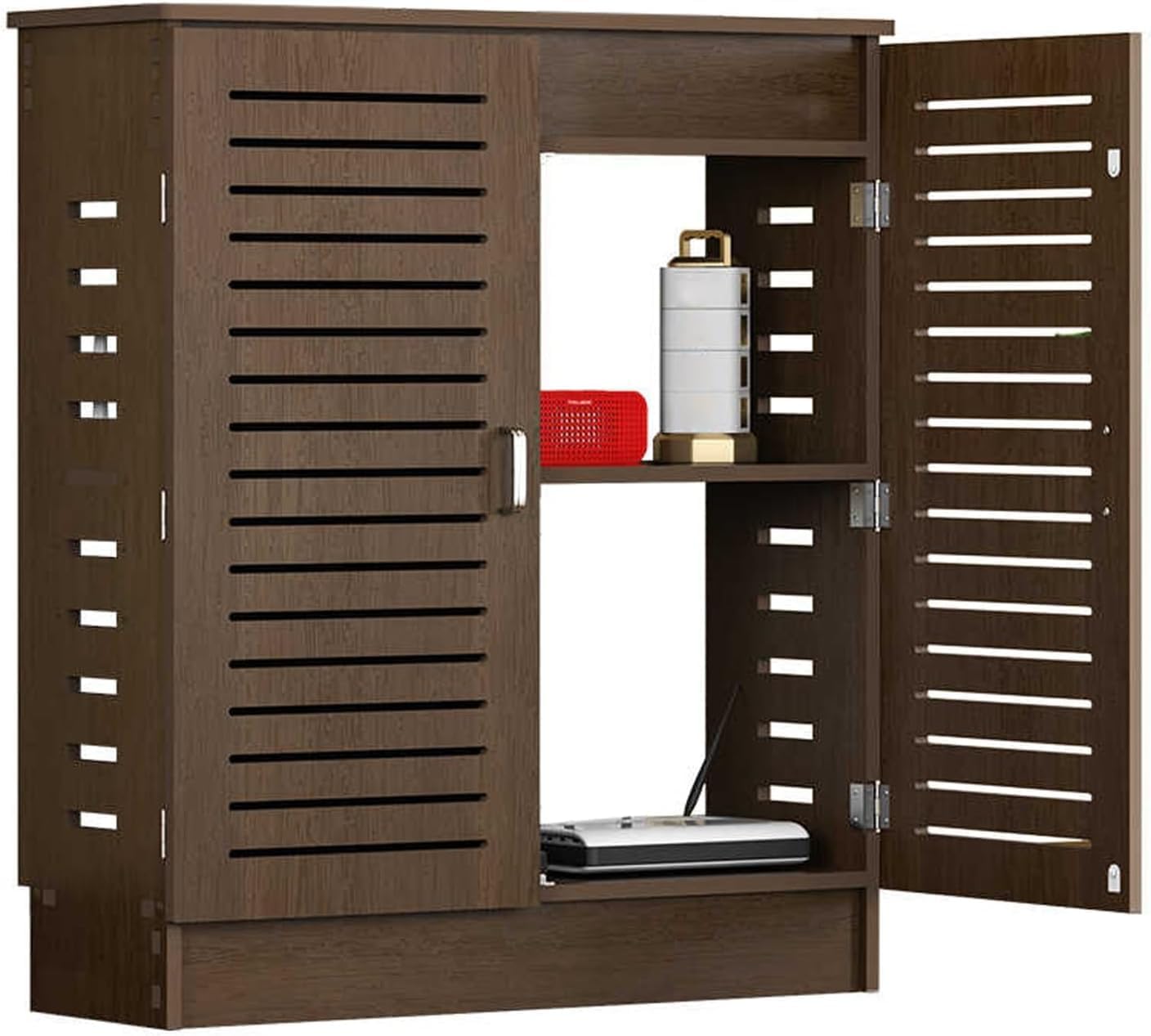 Router Organizer Cabinet PVC WiFi Box Hider with Aluminum Alloy Handle Adjustable Shelves