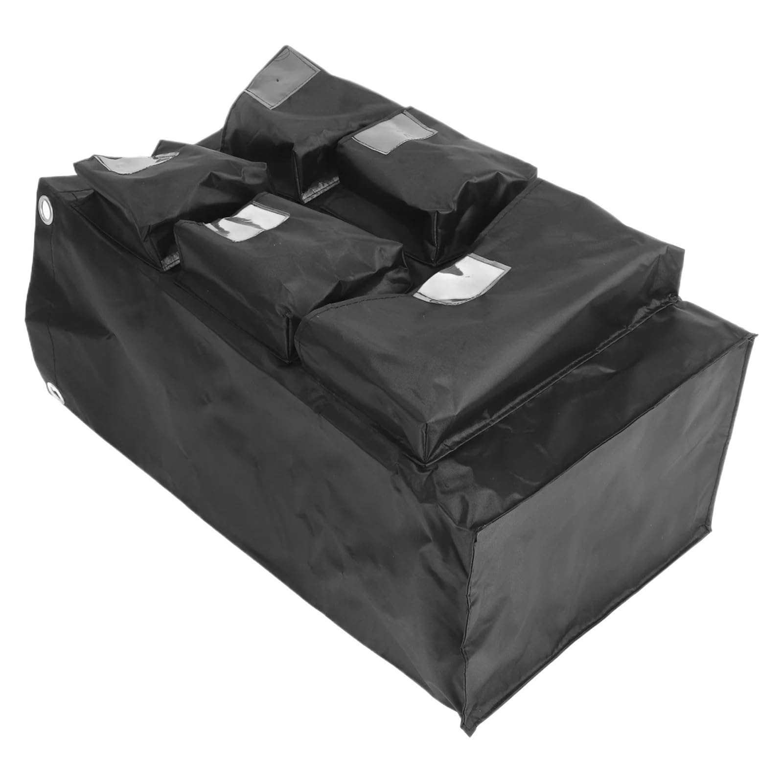 High Capacity Waterproof Cleaning Cart Bag - Durable Oxford Cloth Housekeeping Organizer with 5 Pockets for Janitorial Carts(Black)