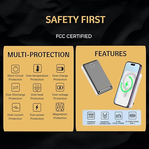 Miniatura 10 de Banco de energía magnético de 10000 mAh, cargador portátil inalámbrico de carga rápida para iPhone, banco de energía inalámbrico compatible con