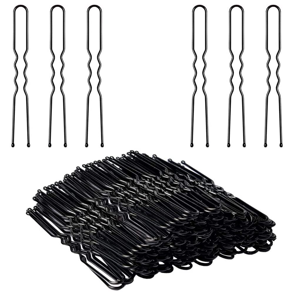 U Hair Pins for Women & Girls | Juda Pins (Pack Of 50) (7cm Long) | Stylish U-Shaped Hairpins for Hairstyling | Hair Styling Accessories Clips (Black)