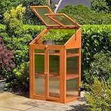 FAHD Traders Premium Wooden Mini Greenhouse – 3-Tier Cold Frame with Adjustable Roof, Lockable Doors & UV-Proof Polycarbonate Glazing (H120 x W69 x D51cm)