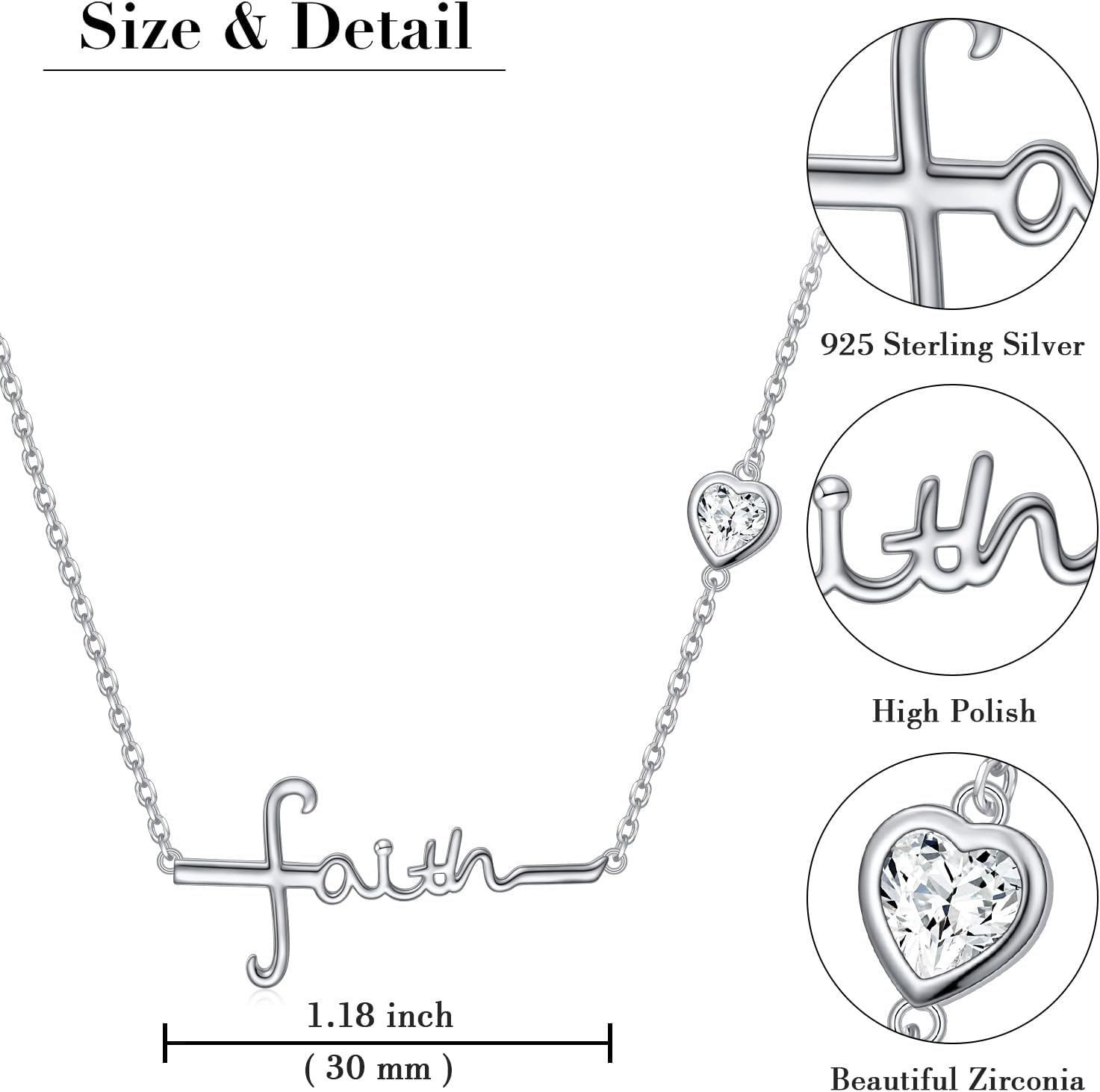 Yearace Cross Necklace 925 Sterling Silver Infinity Love of God Heart Cross Pendant Necklace Christian Gift for Women - Image 4