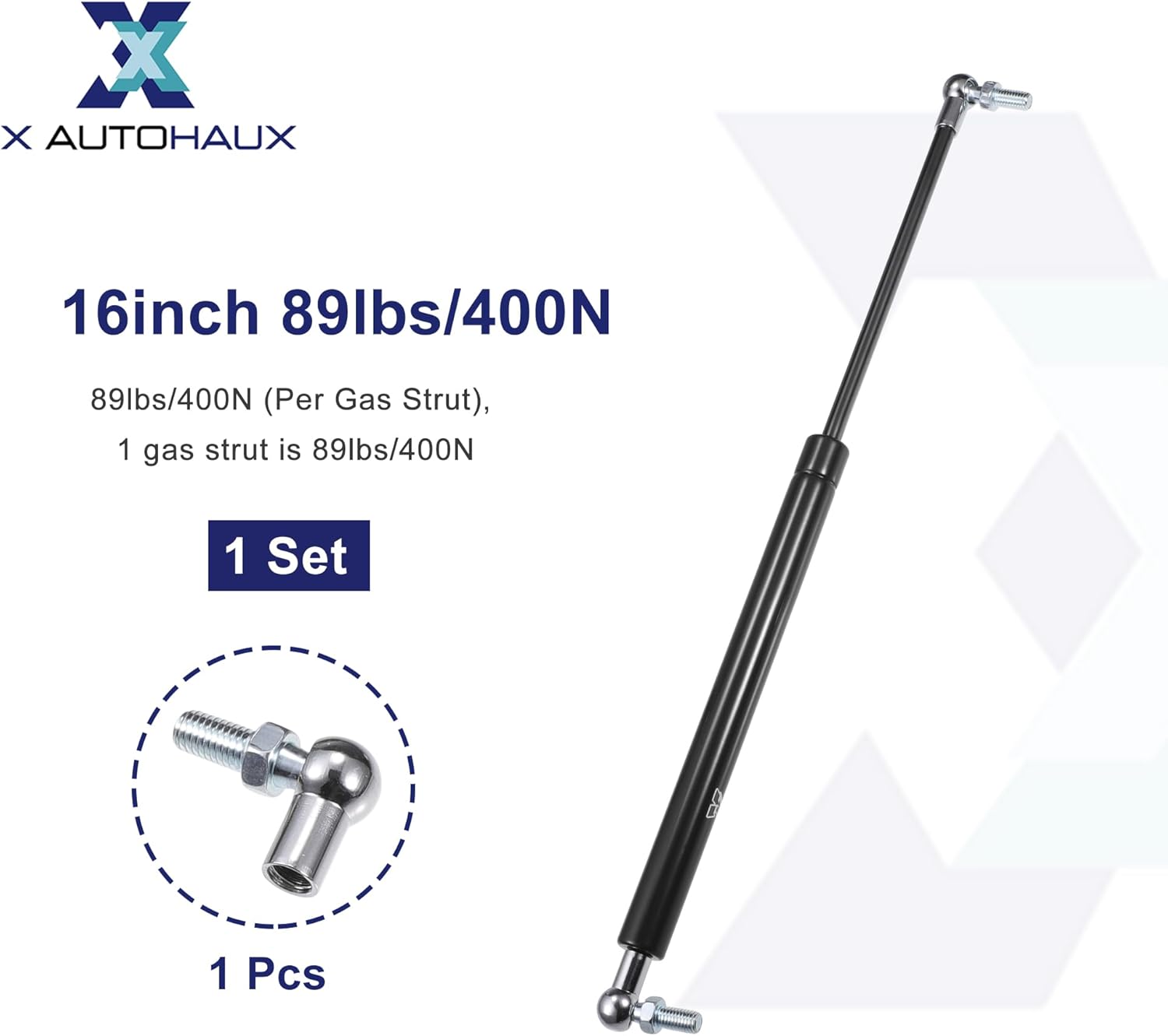 X AUTOHAUX 1 Set 16inch 89lbs/400N Black Lift Supports Struts Shocks Gas Spring with Ball Stud Mounting Bracket Universal for RV Car Truck Boat