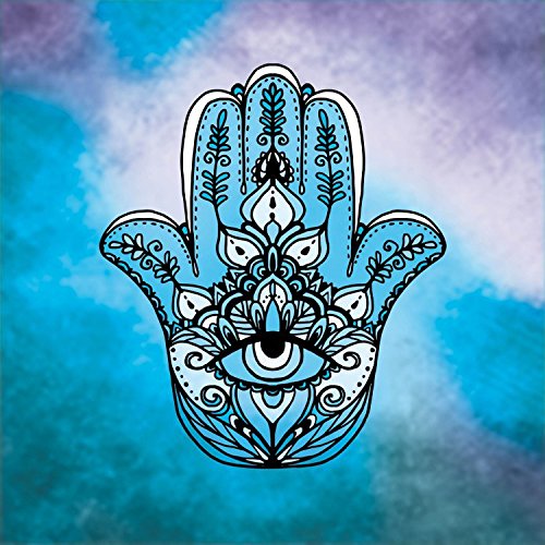 1art1 Duchowość plakat druk artystyczny na płótnie Hamsa, ręka fatimy, ochrona przed złym muralem druk XXL na nocie | Obraz 70x70 cm