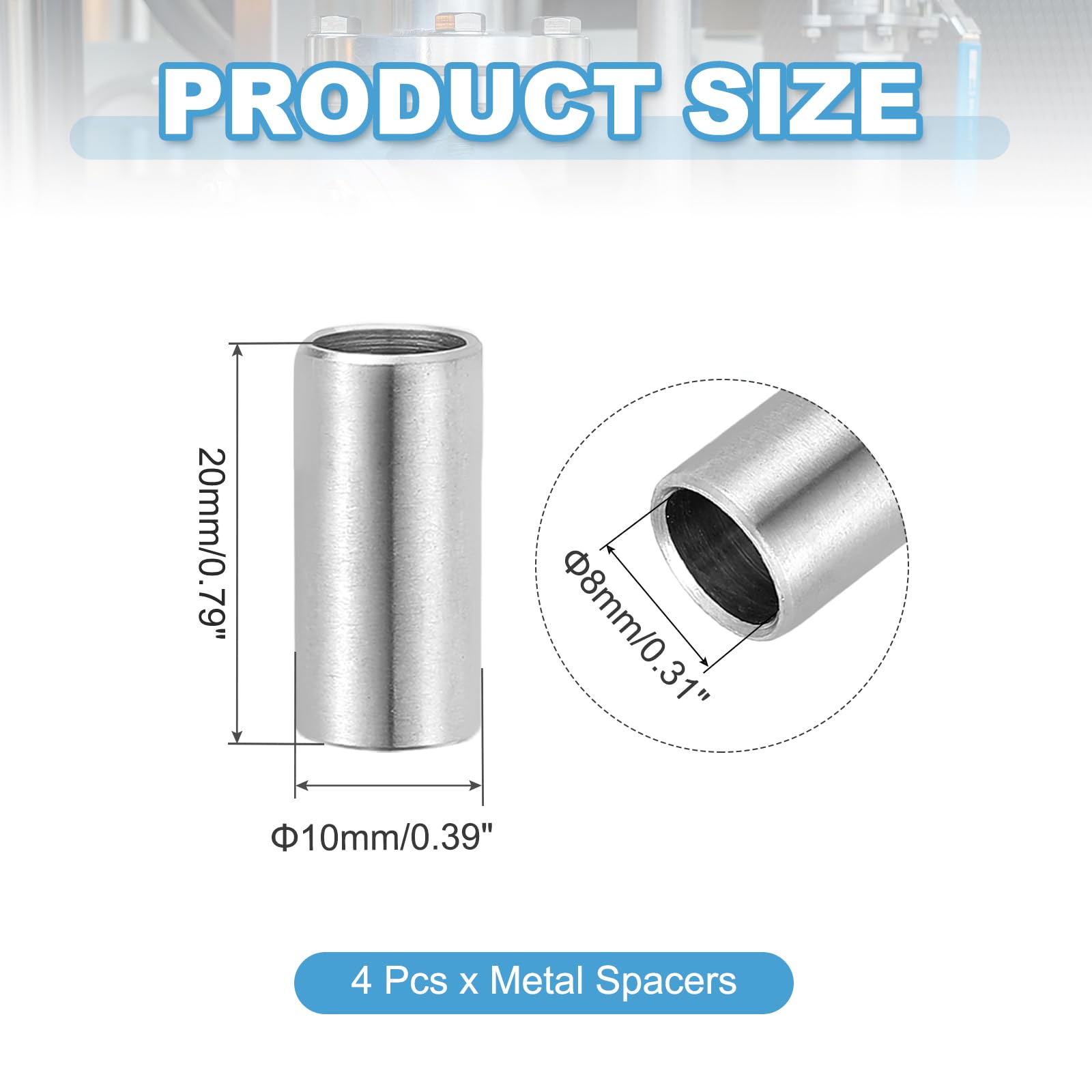 PATIKIL 4 Pcs Stainless Steel Spacers - Image 2
