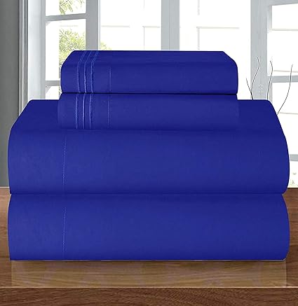Elegant Comfort Luxury Soft 1500 Premier Egyptian 4-Piece Premium Hotel Quality Wrinkle Resistant Coziest Bedding Set, All Around Elastic Fitted Sheet, Deep Pocket up to 16inch, Queen, Royal Blue