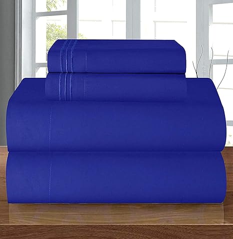 Elegant Comfort Luxury Soft 1500 Premier Egyptian 4-Piece Premium Hotel Quality Wrinkle Resistant Coziest Bedding Set, All Around Elastic Fitted Sheet, Deep Pocket up to 16inch, Queen, Royal Blue