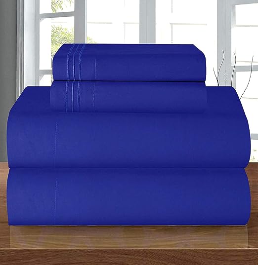 Elegant Comfort Luxury Soft 1500 Premier Egyptian 4-Piece Premium Hotel Quality Wrinkle Resistant Coziest Bedding Set, All Around Elastic Fitted Sheet, Deep Pocket up to 16inch, Queen, Royal Blue
