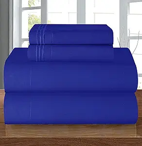 Elegant Comfort Luxury Soft 1500 Premier Egyptian 4-Piece Premium Hotel Quality Wrinkle Resistant Coziest Bedding Set, All Around Elastic Fitted Sheet, Deep Pocket up to 16inch, Queen, Royal Blue