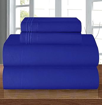 Elegant Comfort Luxury Soft 1500 Premier Egyptian 4-Piece Premium Hotel Quality Wrinkle Resistant Coziest Bedding Set, All Around Elastic Fitted Sheet, Deep Pocket up to 16inch, Queen, Royal Blue