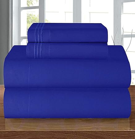 Elegant Comfort Luxury Soft 1500 Premier Egyptian 4-Piece Premium Hotel Quality Wrinkle Resistant Coziest Bedding Set, All Around Elastic Fitted Sheet, Deep Pocket up to 16inch, Queen, Royal Blue