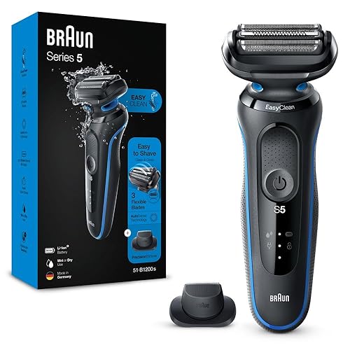 Braun Maquinilla de afeitar eléctrica para hombre serie 5 5018s afeitadora eléctrica de aluminio con recortadora de barba de precisión recargable