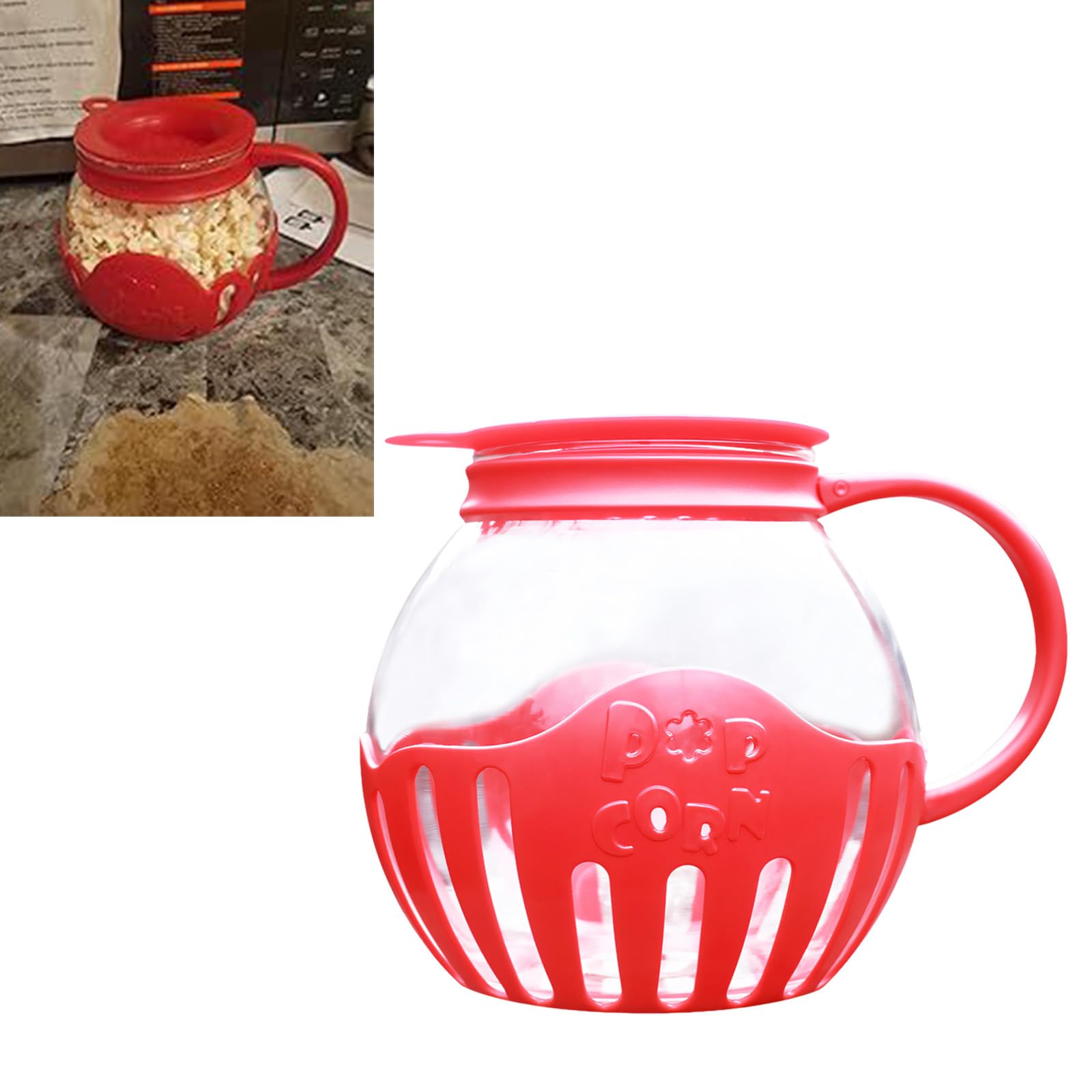 Pentole in vetro per popcorn a microonde, per snack fatti in casa, facili da usare e design di grande capacità