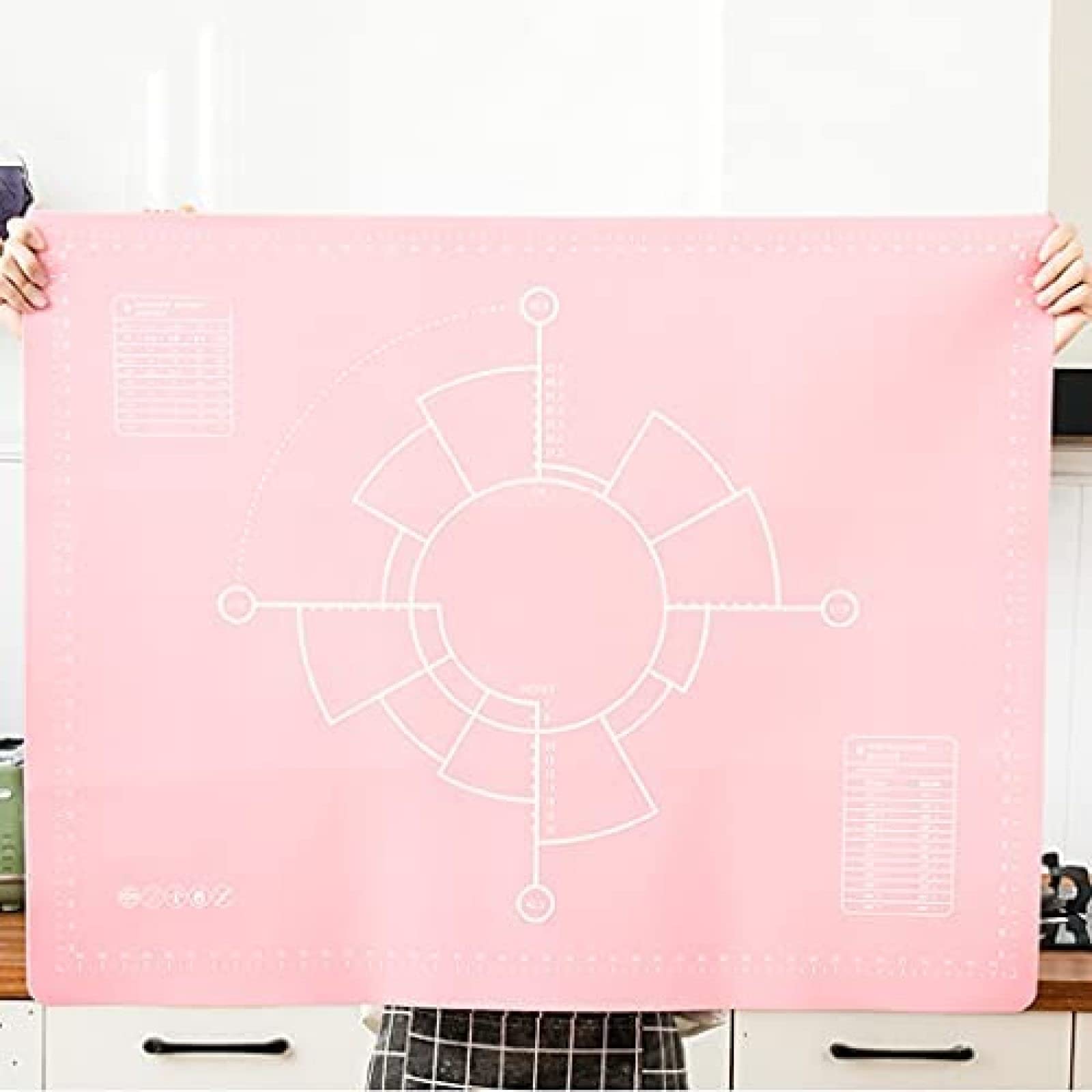 Tappetino Da Forno In Silicone Per Pasticceria E Impastare, Tappetino Antiaderente Antiscivolo Grande Con Misure Verde, Rosa