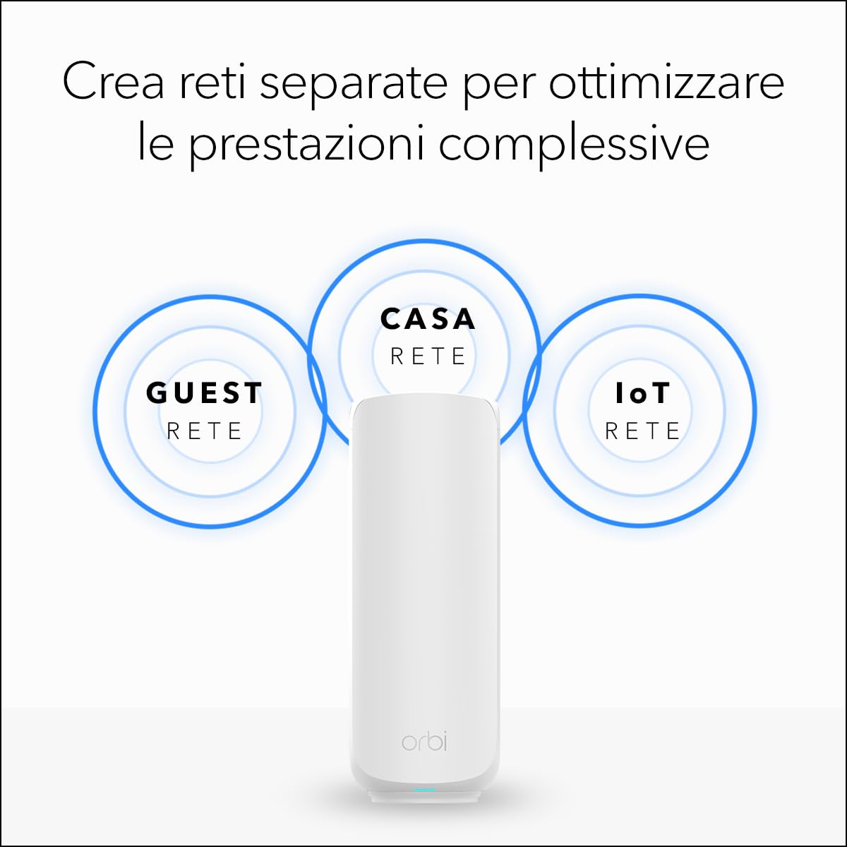 NETGEAR Orbi Serie 370 | WiFi 7 Mesh System | RBE373 | Router wireless + 2 satellites | Fino a 3,6 Gbps | Copre 340 m² | Supporta 70 dispositivi | Porta Internet 2,5 GB | Dual-band BE3600 | Kit da 3