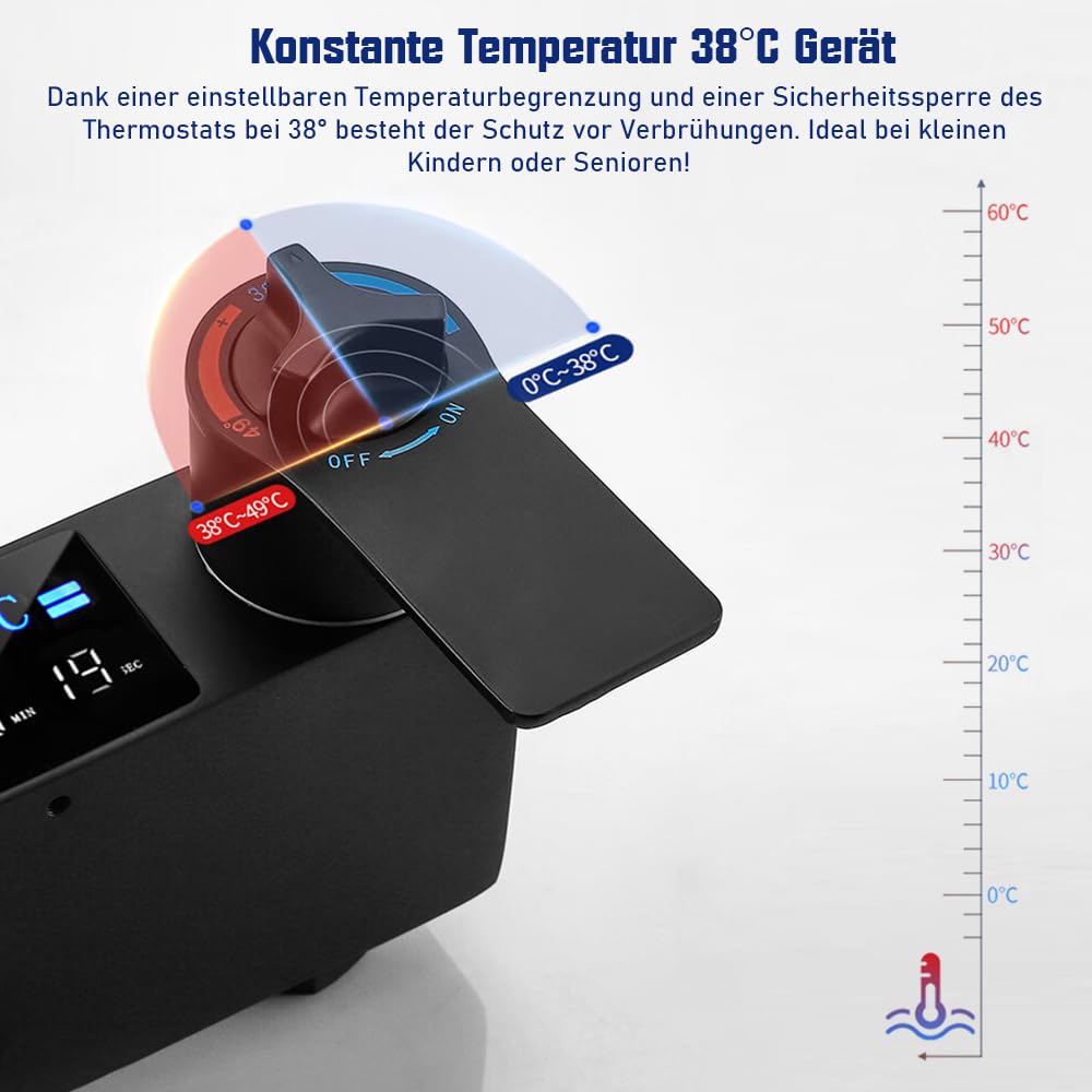System prysznicowy czarny z termostatem, 30 x 19 cm, uniwersalny zestaw prysznicowy 86-120 cm, regulowany drążek prysznicowy, kolumna prysznicowa ze stali nierdzewnej, wyświetlacz LED, armatura