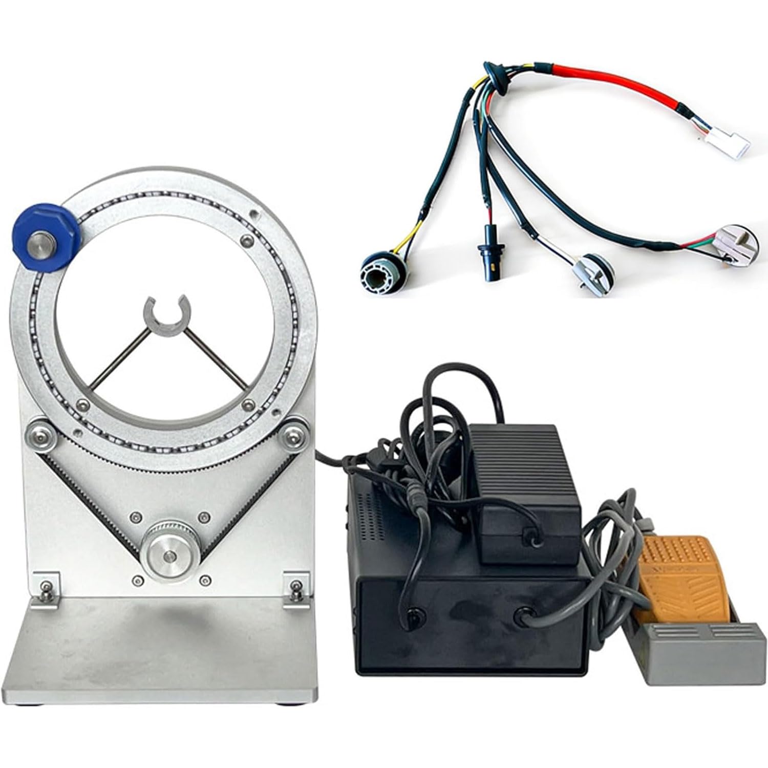 360° Rotation Wire Harness Tape Winding Machine, Automatic Tabe Wrapping Machine with Foot Pedal, 10-1500rpm Speed ​​Adjustable, Forward and Reverse Winding, for Cable Ties