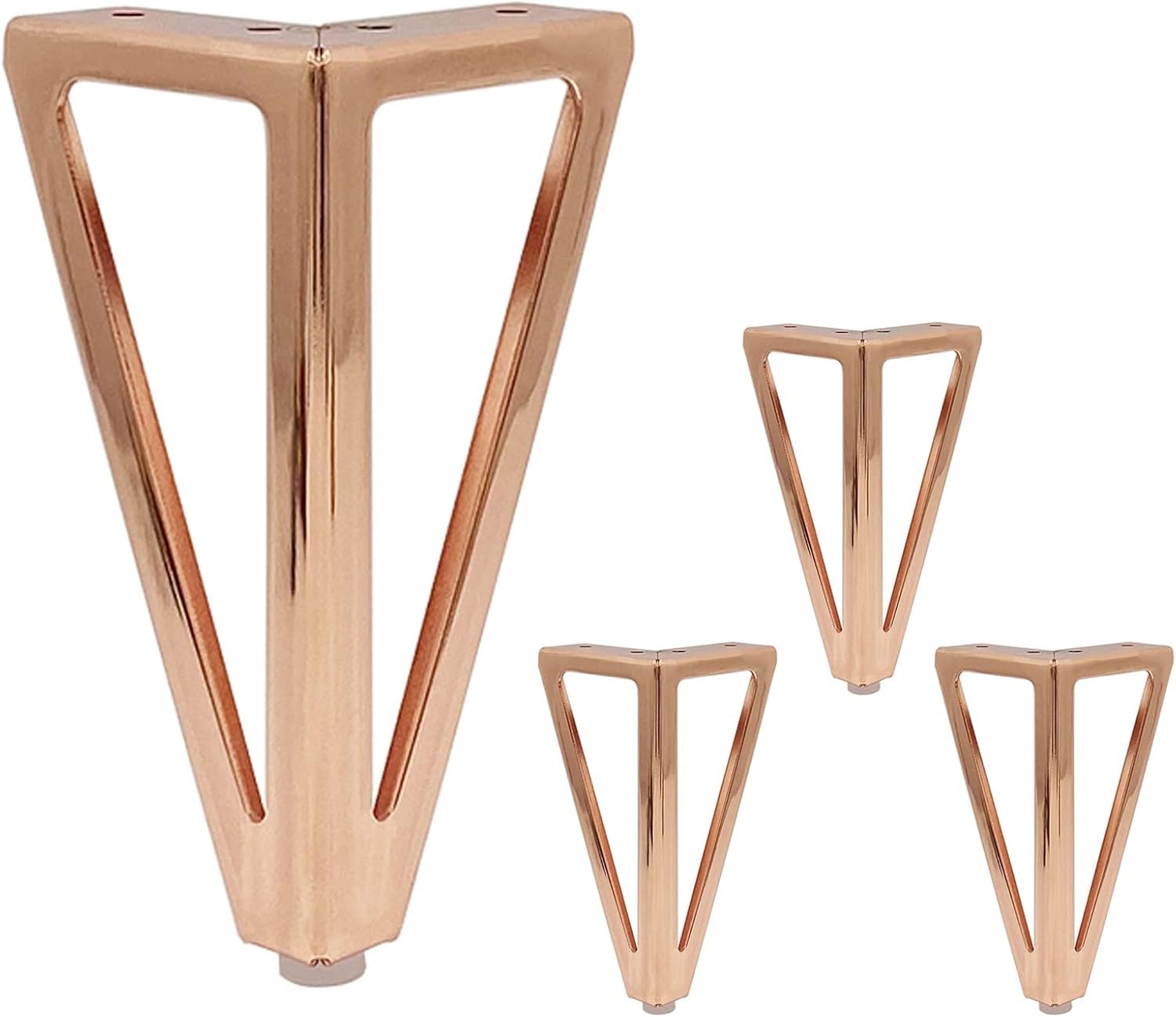 Rhllvj Rose Gold 4 Furniture Feet Metal Sofa Cabinet Feet, Iron Triangle Table Feet For Bed Bench Cupboard Nightstand(Rose Gold)