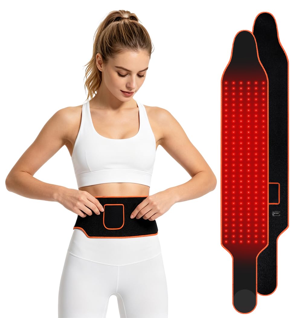 Rotlichtgürtel mit 210 LEDs, Nahinfrarotlichtgürtel für Beine, Rücken, Taille, Schultern, Nacken, 660 nm und 850 nm Rotlichtwickel mit 6 Timing-Einstellungen, 5 Lichtmodi, 2 Frequenzeinstellung