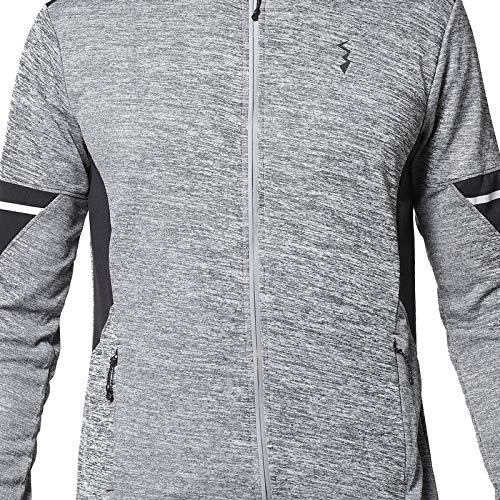 Image of CAHOOT Men's Heathered Activewear Jacket With Contrast Detail For Casual Wear | Hooded Neck | Long Sleeve | Zipper Closure | Polyester Jacket Crafted With Comfort Fit For Everyday Wear