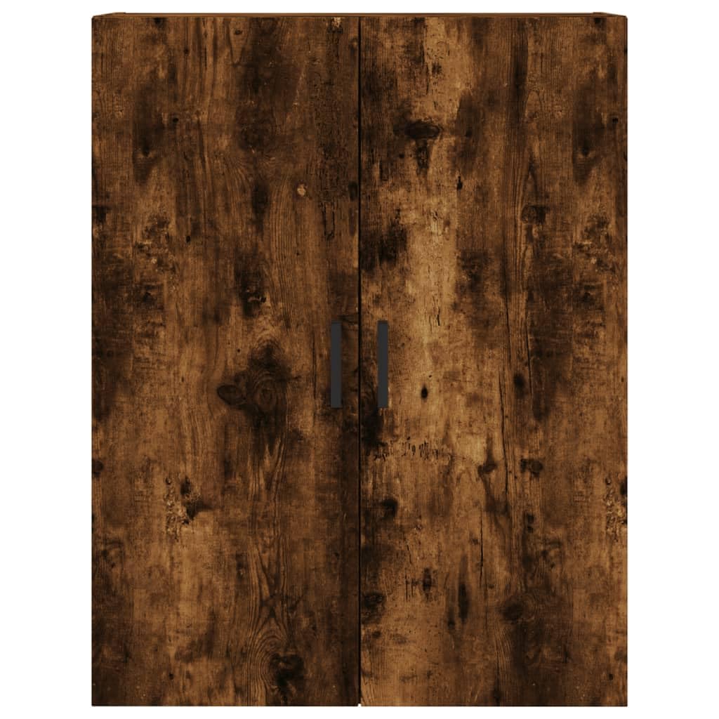 Générique Wysoki bufet wędzony dąb 69,5x34x180 cm, wąski mebel do salonu z drewna inżynieryjnego z drzwiami i metalowymi nogami, duża przestrzeń do przechowywania