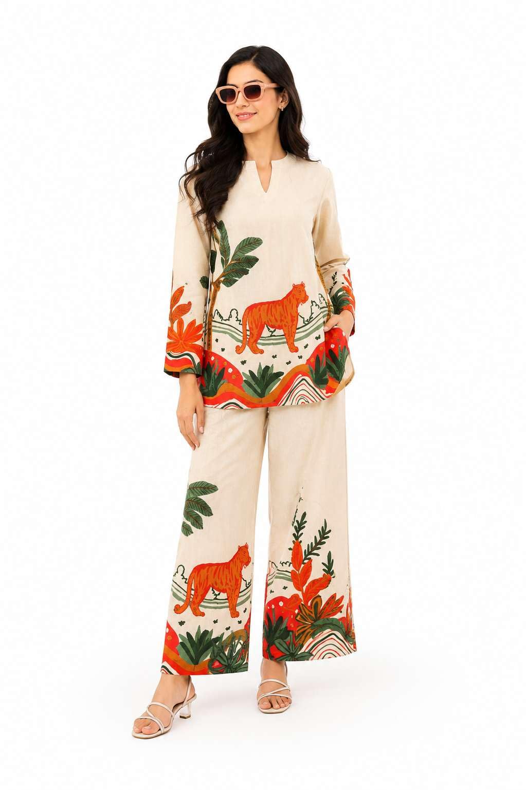 Gauravi Green Earth Industries Women's Cotton Floral Printed Straight Short Kurti with Pant Set-picture-10