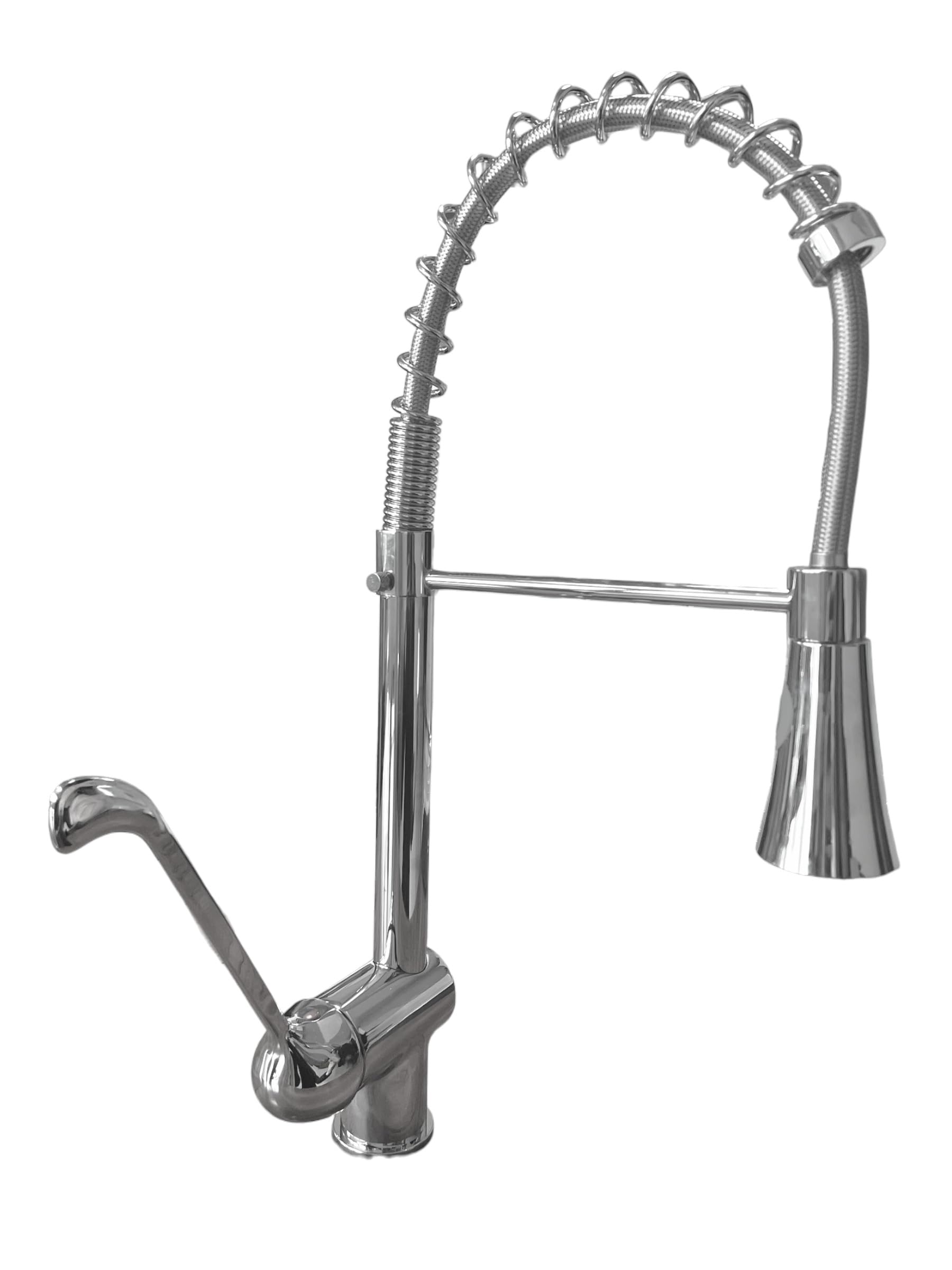 BAGNOCLIC - Miscelatore Cucina con Molla e Doccetta Estraibile | Leva Clinica per Controllo Temperatura | Canna Girevole per Massima Flessibilità, Ottone Cromato