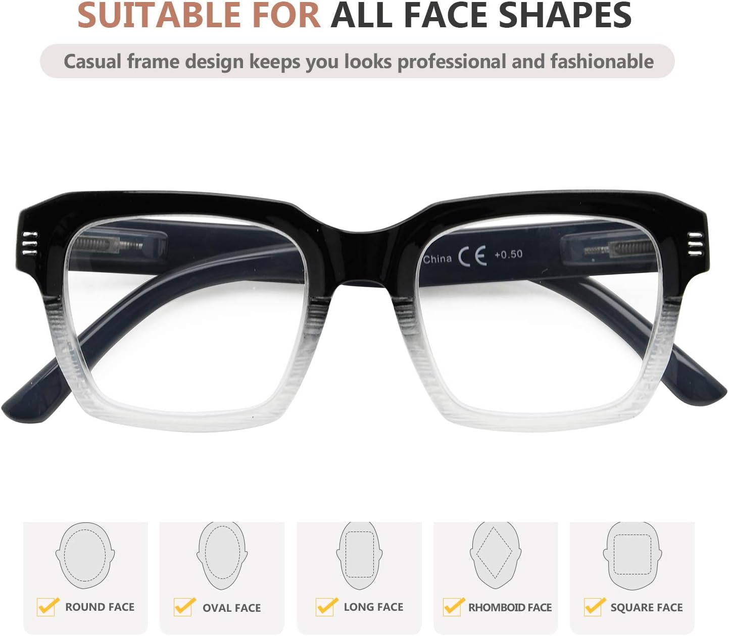 Eyekepper 4 Pack Reading Glasses for Women - Large Frame Ladies Readers +4.0