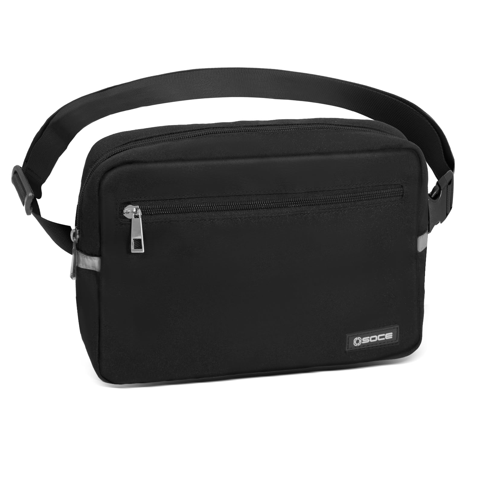 OSOCE Bumbag for Women Men, Unisex Fanny Pack Waist Bag, Black Belt Bags with Adjustable Strap for Hiking Cycling Running Shopping Travelling