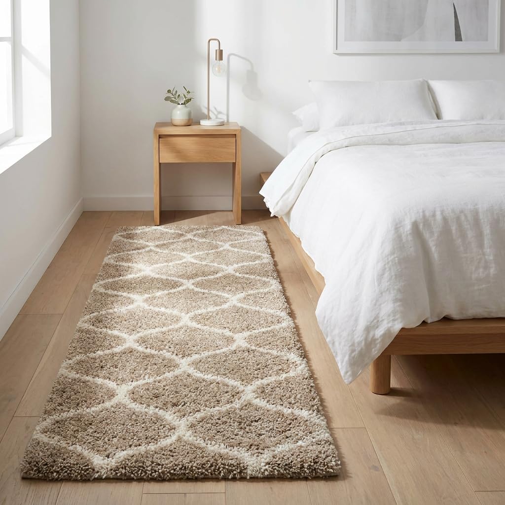 1.5x3 ft Runner Rug Ultra Soft Shaggy Polyester Carpet | Fluffy Anti-Skid Rug for Home Décor | Living Room, Bedroom & Kids Room – (Beige M, 1.5x3 feet)-image-22