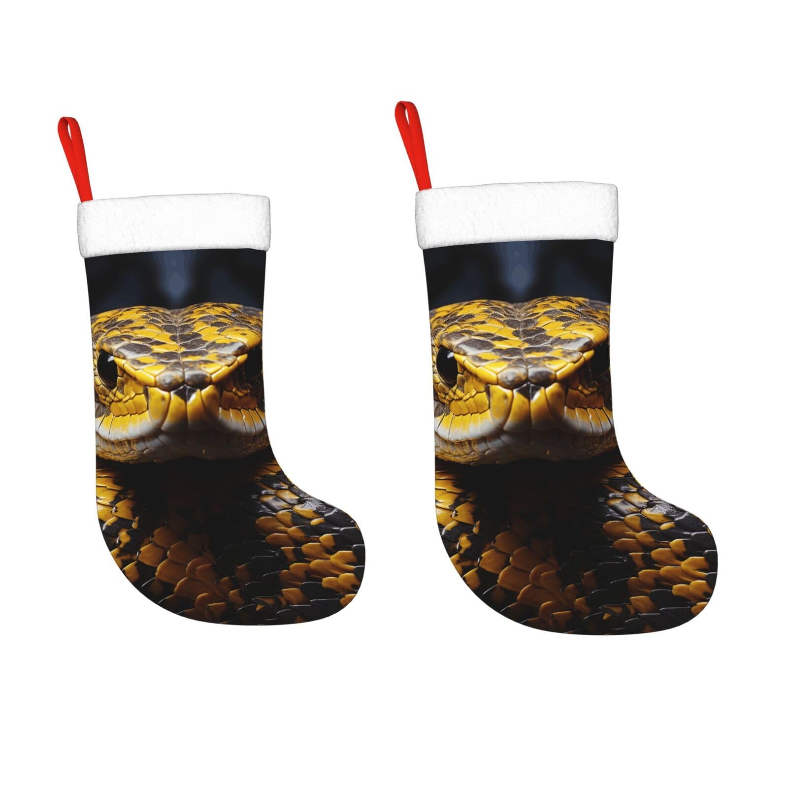KLOPH 2 Pack 18 Inches Christmas Stockings Personalized Yellow Snake Xmas Stocking Hanging Decoration Fireplace Stocking for Holiday Xmas Tree Christmas Fireplace Decor Gifts