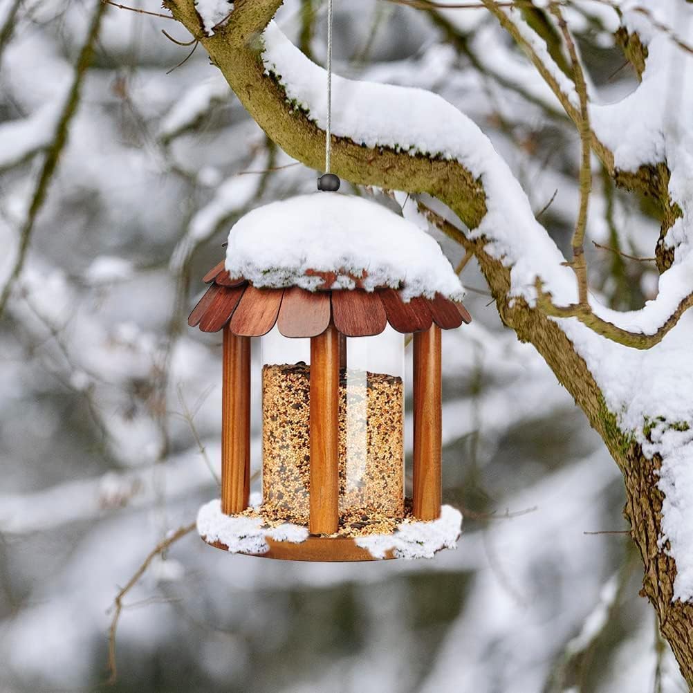 Gazebo Bird Feeder - Going Green Outdoor Garden Decorative Creation - 3 Lbs Capacity - Solid Cedar Wood Squirrel Proof Secure Lock, Assembling Needed