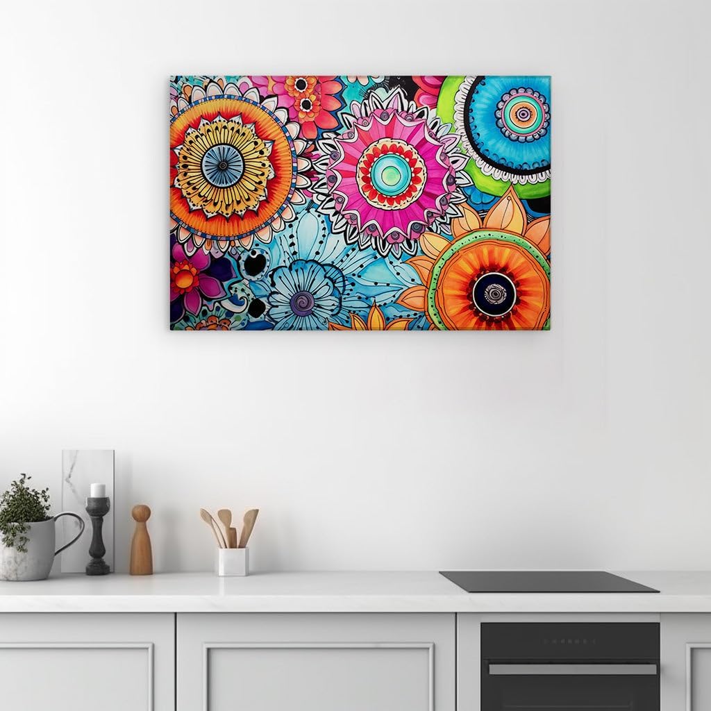 Canvas for Living room. Burst of Euphoria: A Tapestry of Vivid Hues and Enigmatic Blooms, 27 x 18 inch Canvas Wall Art - Contemporary Masterpieces - Modern Home Decor - 69x46 cm (27x18 inch)