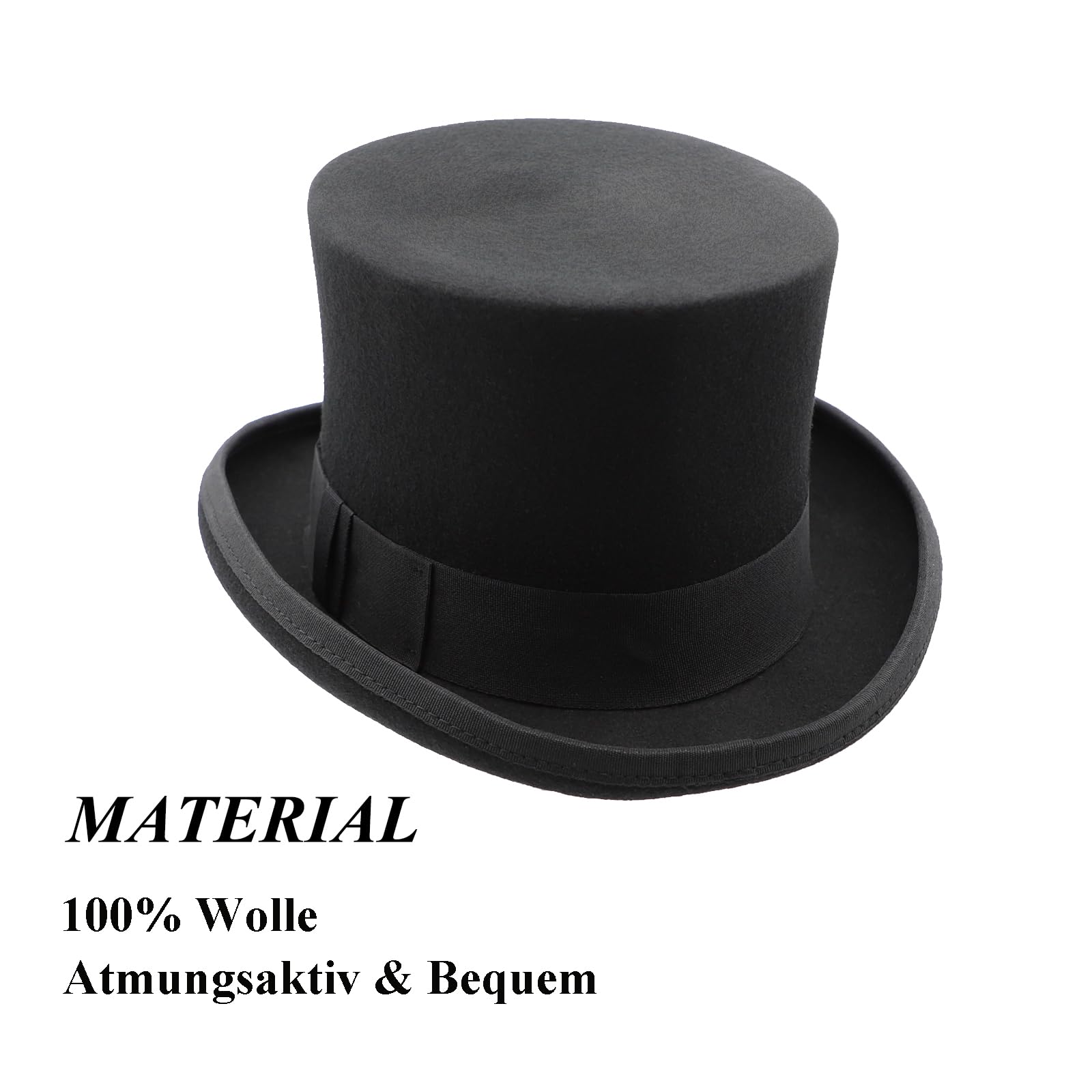 Zylinder Hut Herren Wollfilzhut Bowler Hut Fedora Melone für Damen Filzhut Melonenhut Derby Top Hat für Fasching Cosplay Karneval Halloween