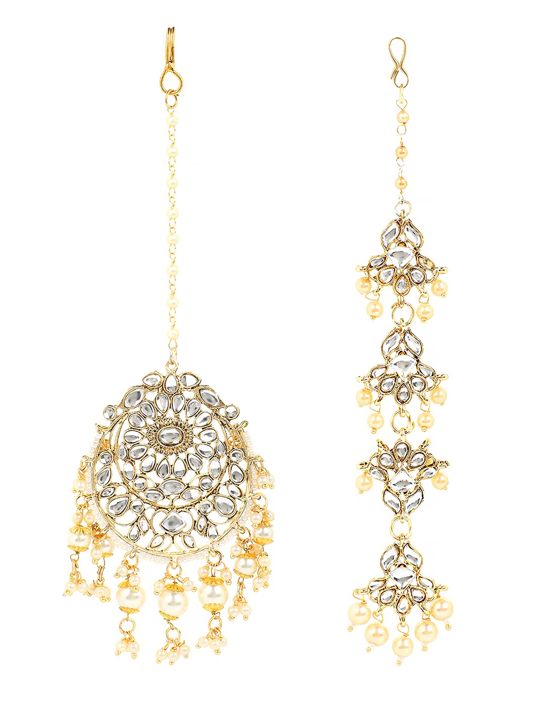 Yellow Chimes Combo of Traditional Gold Plated Studded Kundan Beads Design Ethnic Maang Tikka for Women and Girls (Design 5) (B09BQJDDBQ) Amazon Price History, Amazon Price Tracker
